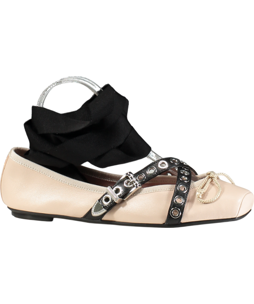 PRETTY BALLERINAS Pink Kristen Lace Up Sacchetto Style Ballerina UK 4 EU 37 👠