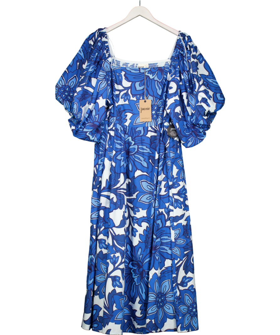 Joanie x Zeena Blue Emma Floral Print Puff Sleeve Midaxi Dress UK 22