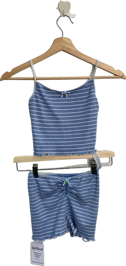 Out From Under Blue Striped Ribbed Cami Top and Shorts Set XS