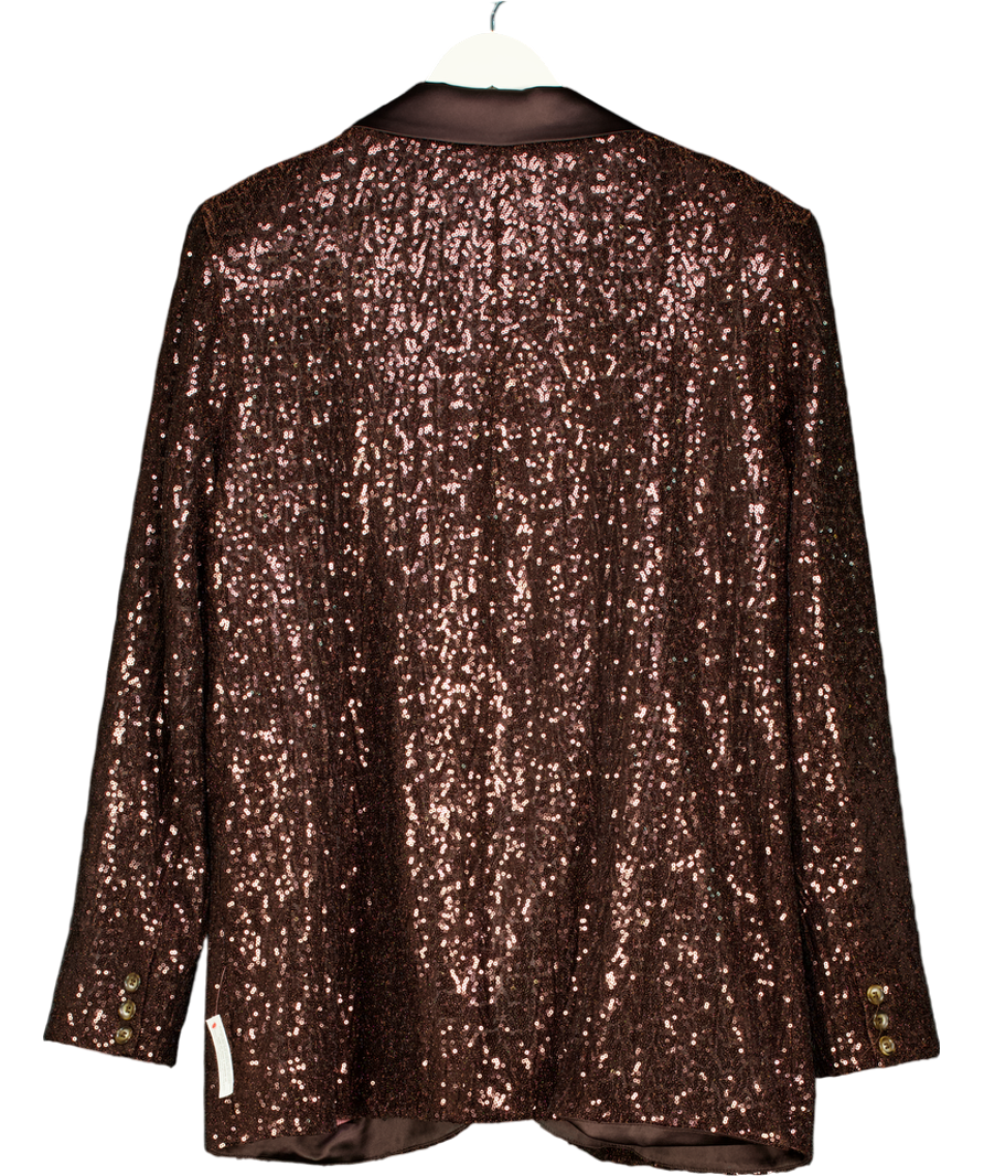 Brown Monsoon X Sarah Corbett-winder Satin Sequin Blazer Bronze UK 22