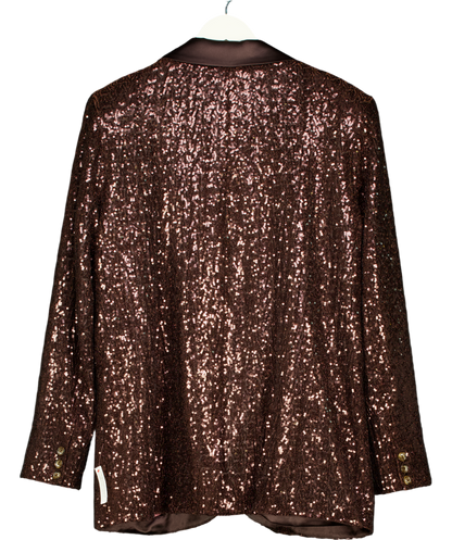 Brown Monsoon X Sarah Corbett-winder Satin Sequin Blazer Bronze UK 22