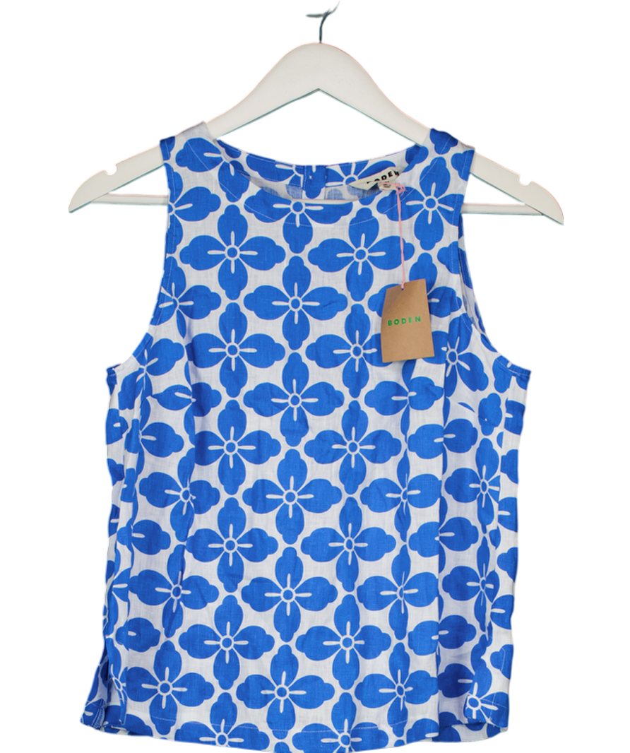 boden Blue Linen Sleeveless Shell Top UK 8