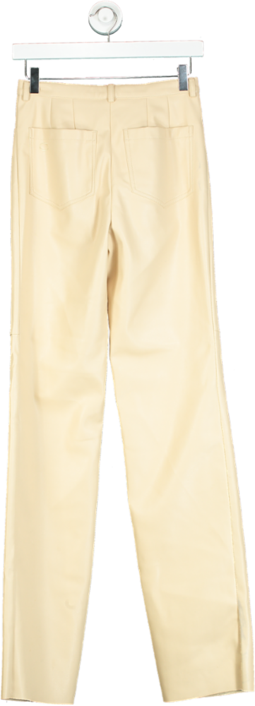 Cult Naked Cream Leather Straight-Leg Trousers UK S