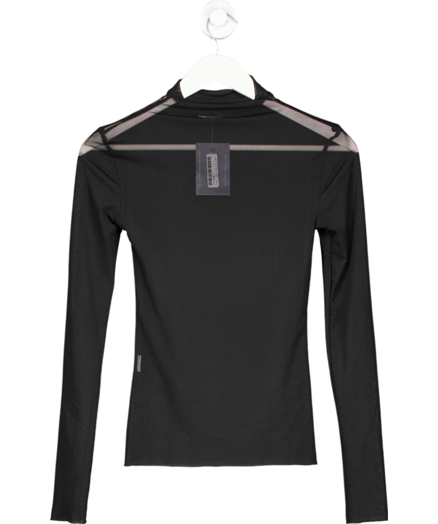 ZARA Black Mesh Long Sleeve Top UK S