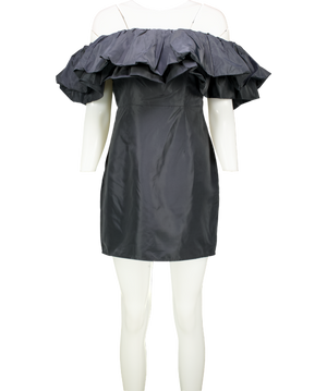 Rhode Resort Black Vivi off the Shoulder ruffle Mini Dress UK 12