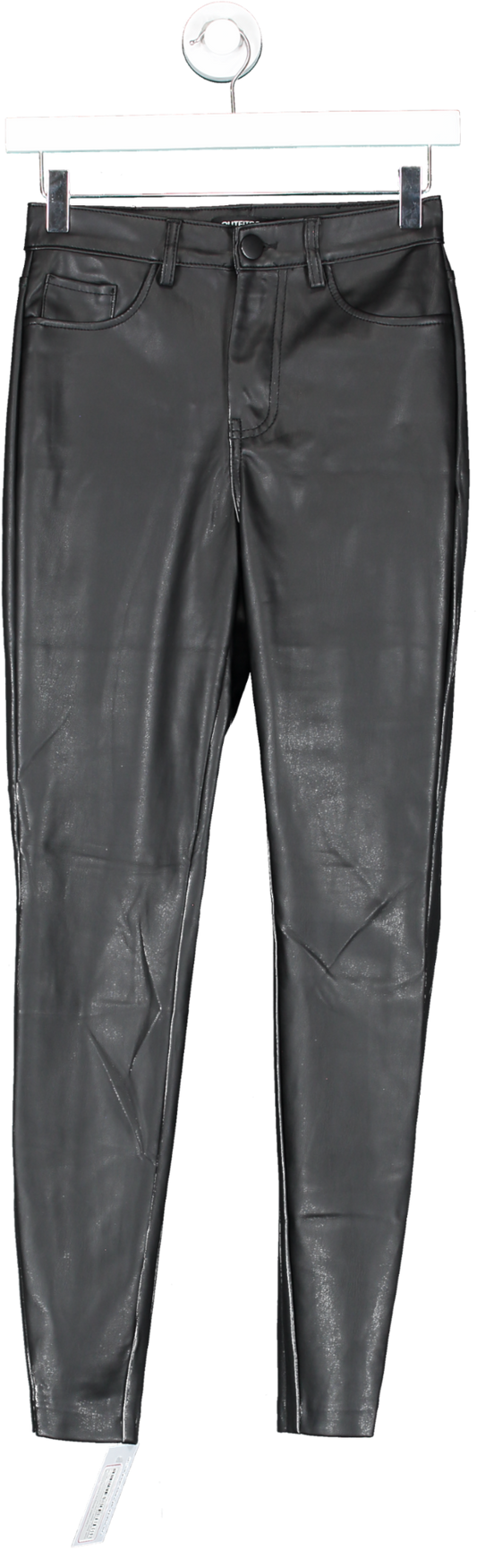 Outfit Book Black Faux Leather Skinny Fit  Trousers UK XS