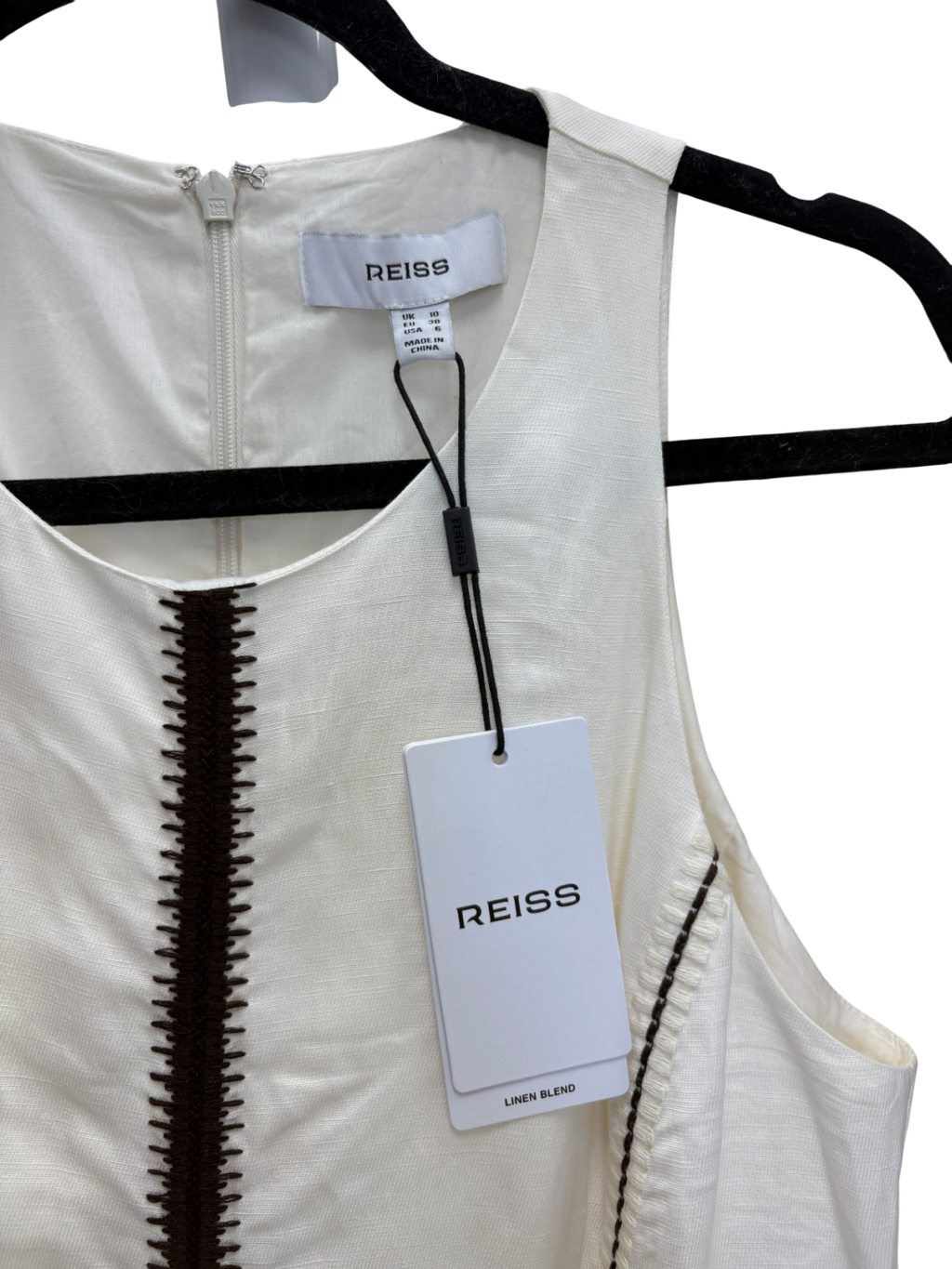 REISS White Inaya Stripe Sleeveless Dress UK 10