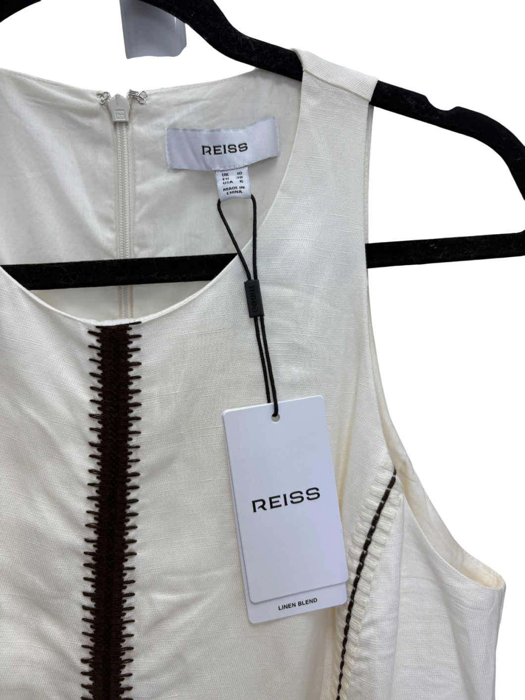 REISS White Inaya Stripe Sleeveless Dress UK 10