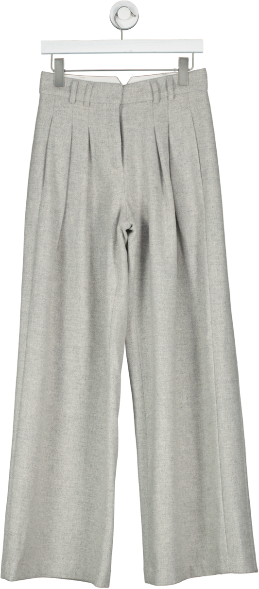 Karen Millen Grey Tailored Wool Blend Wide Leg Trousers UK 8
