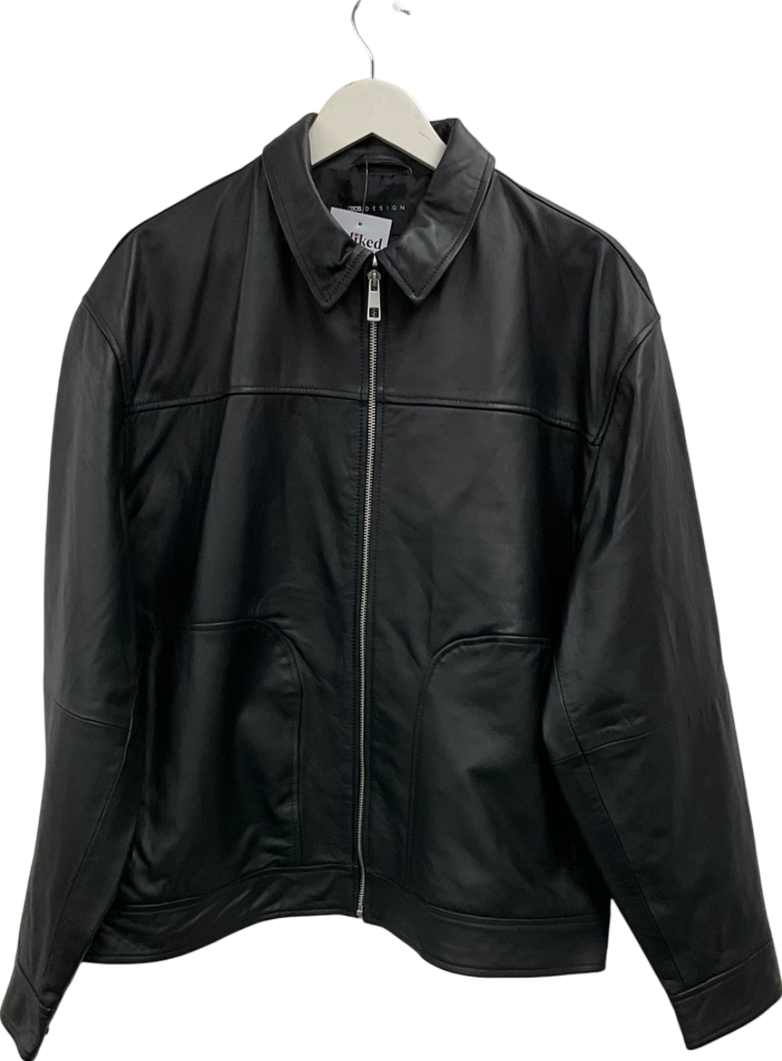 ASOS Black Faux Leather Harrington Jacket UK M