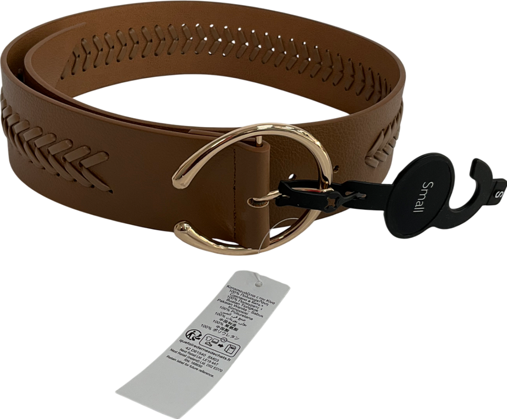Next Tan Brown Plait Detail Wide Belt UK S