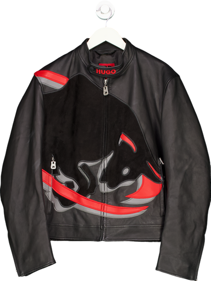 Hugo X Redbull Racing Bulls Black Leather Jacket UK S