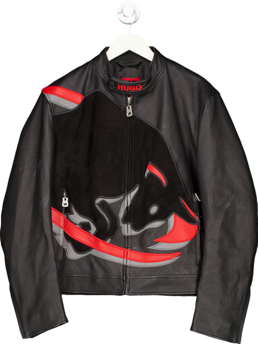 Hugo X Redbull Racing Bulls Black Leather Jacket UK S