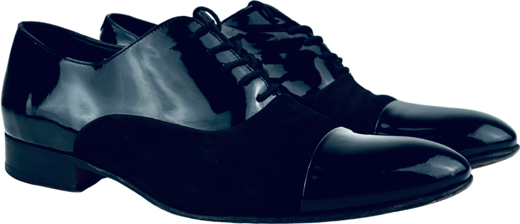 RUSSELL & BROMLEY Black Suede & Patent Leather Stratus Toe Cap Oxford Shoes UK 9 EU 43 👞