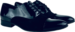 RUSSELL & BROMLEY Black Suede & Patent Leather Stratus Toe Cap Oxford Shoes UK 9 EU 43