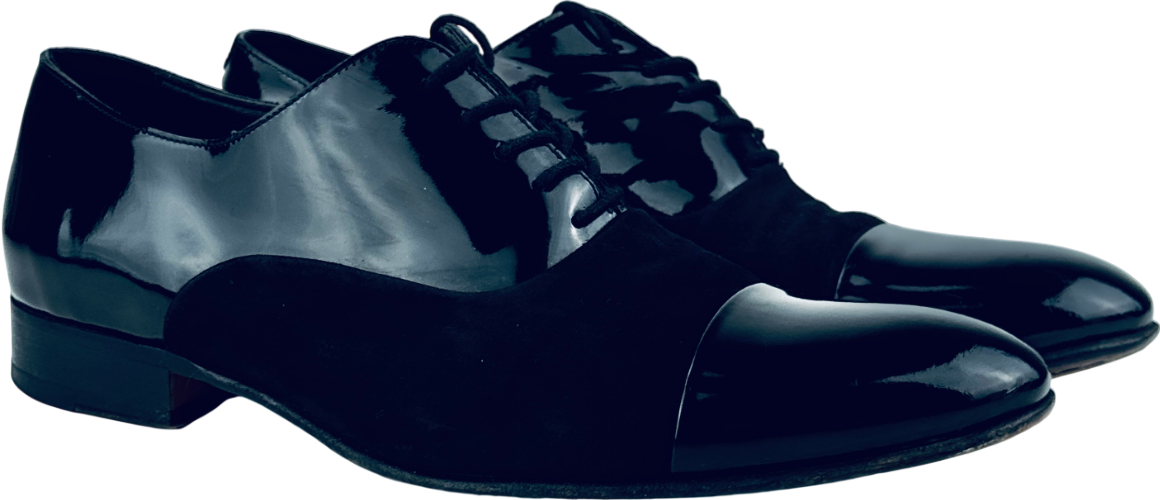 RUSSELL & BROMLEY Black Suede & Patent Leather Stratus Toe Cap Oxford Shoes UK 9 EU 43 👞