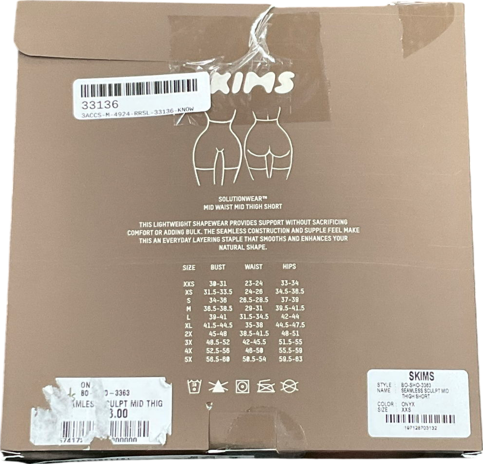 SKIMS Seamless Sculpt Mid Waist Mid Thigh Short - Onyx UK XXS