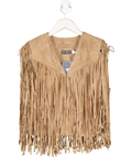 Mint Velvet Brown Natural Suede Fringed Waistcoat UK S