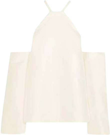 SOLACE LONDON Sasha Cut-out Bonded Jersey Top In Ecru White UK 6