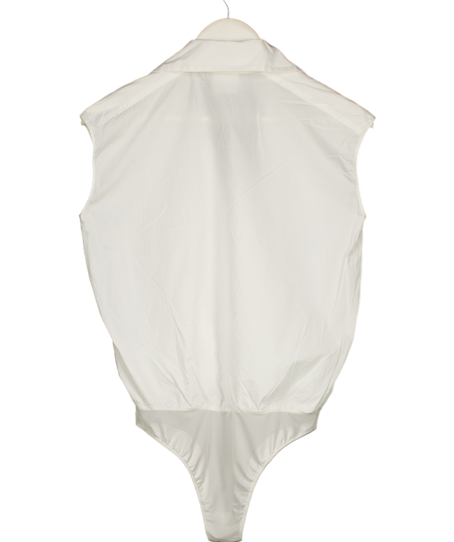 Pinko White Collared Shirt Style Bodysuit UK 6