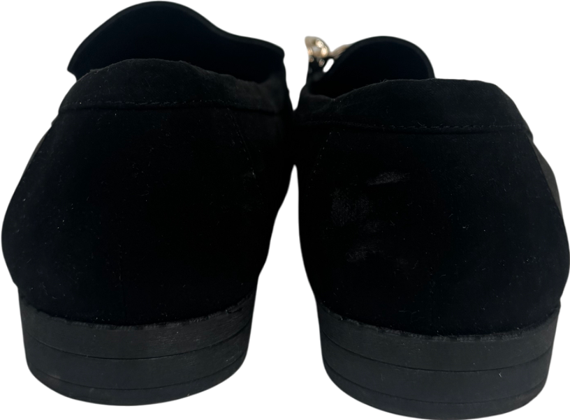 Yours Black Faux Fur Suede Buckle Loafers UK 9 EU 42 👠