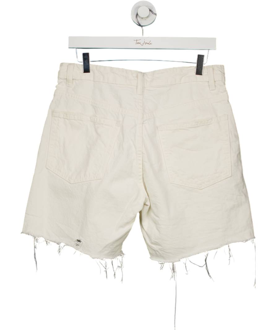 ZARA Cream Distressed Hem Bermuda Shorts UK 12