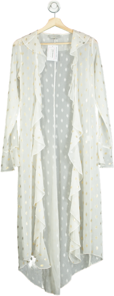 Never Fully Dressed White Gold Polka Dot Sheer Duster UK S/M