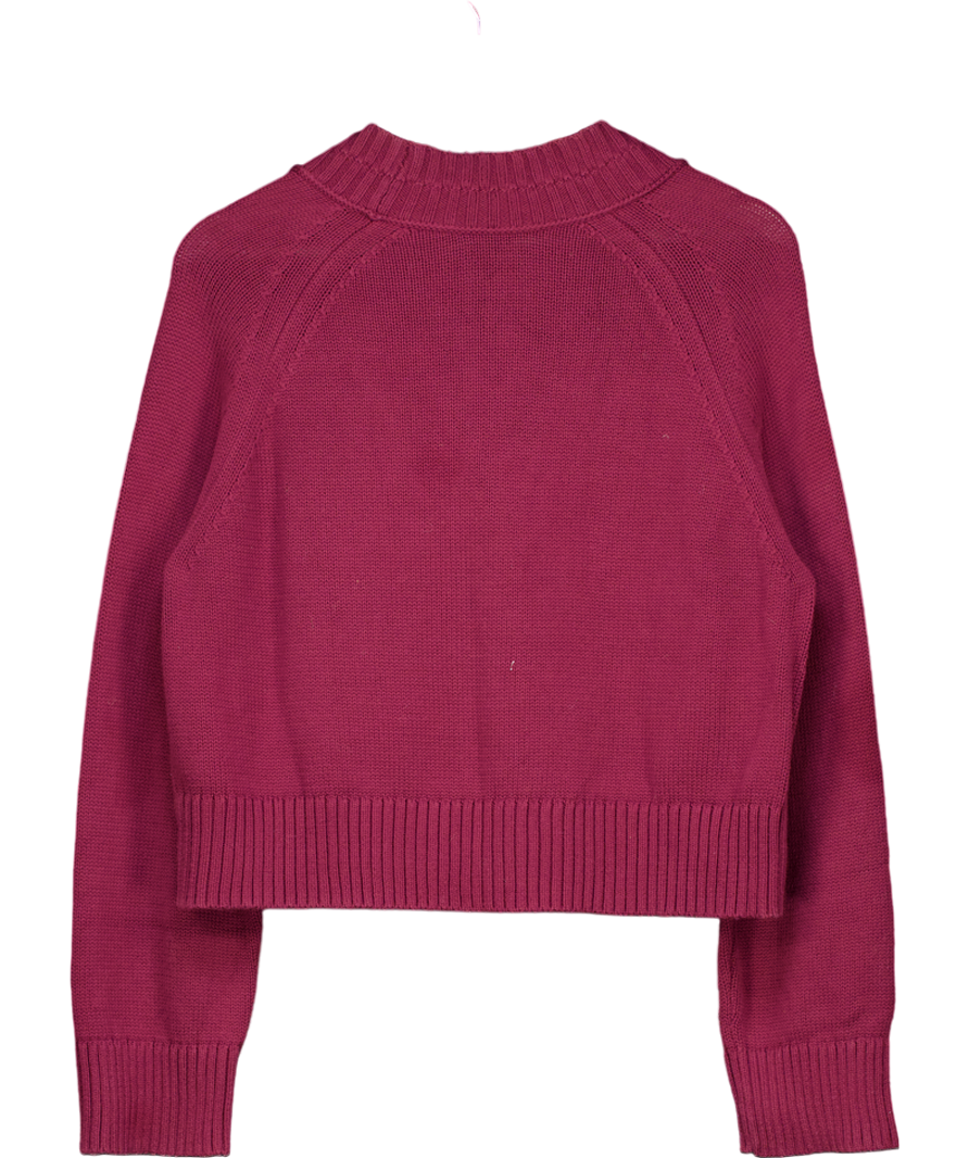 Whistles Red Burgundy Ribbed Detail Cotton Cardigan UK S