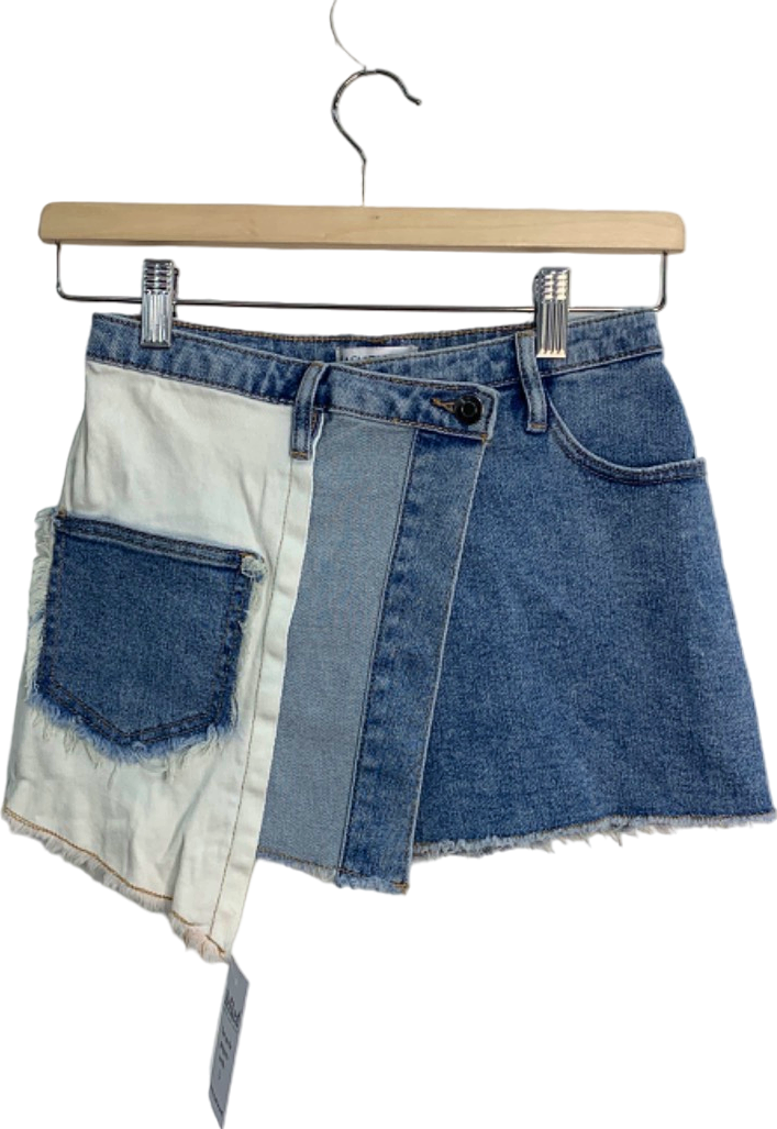 Fashion Nova Blue Patchwork Denim Skirt XS
