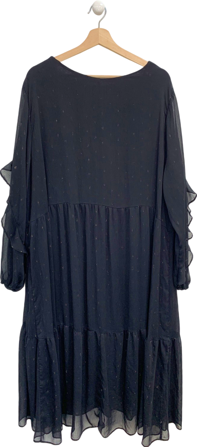 Live Unlimited Black Ruched Sleeve Dress UK XXXL