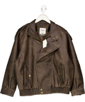 Abercrombie & Fitch Brown Vegan Leather Biker Jacket UK M