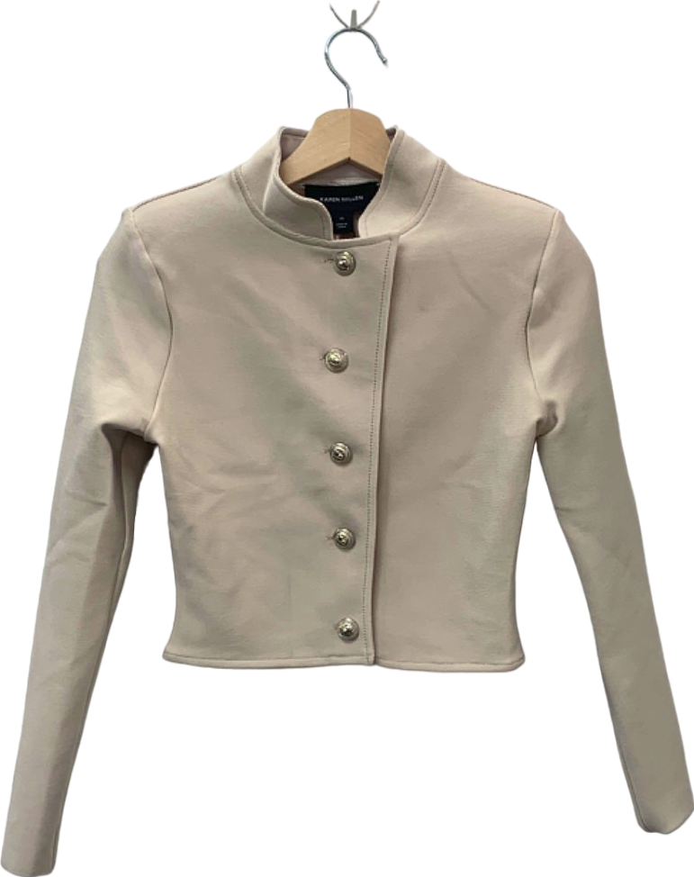 Karen Millen Stone Figure Form Bandage Cropped Button-Up Knit Jacket XS