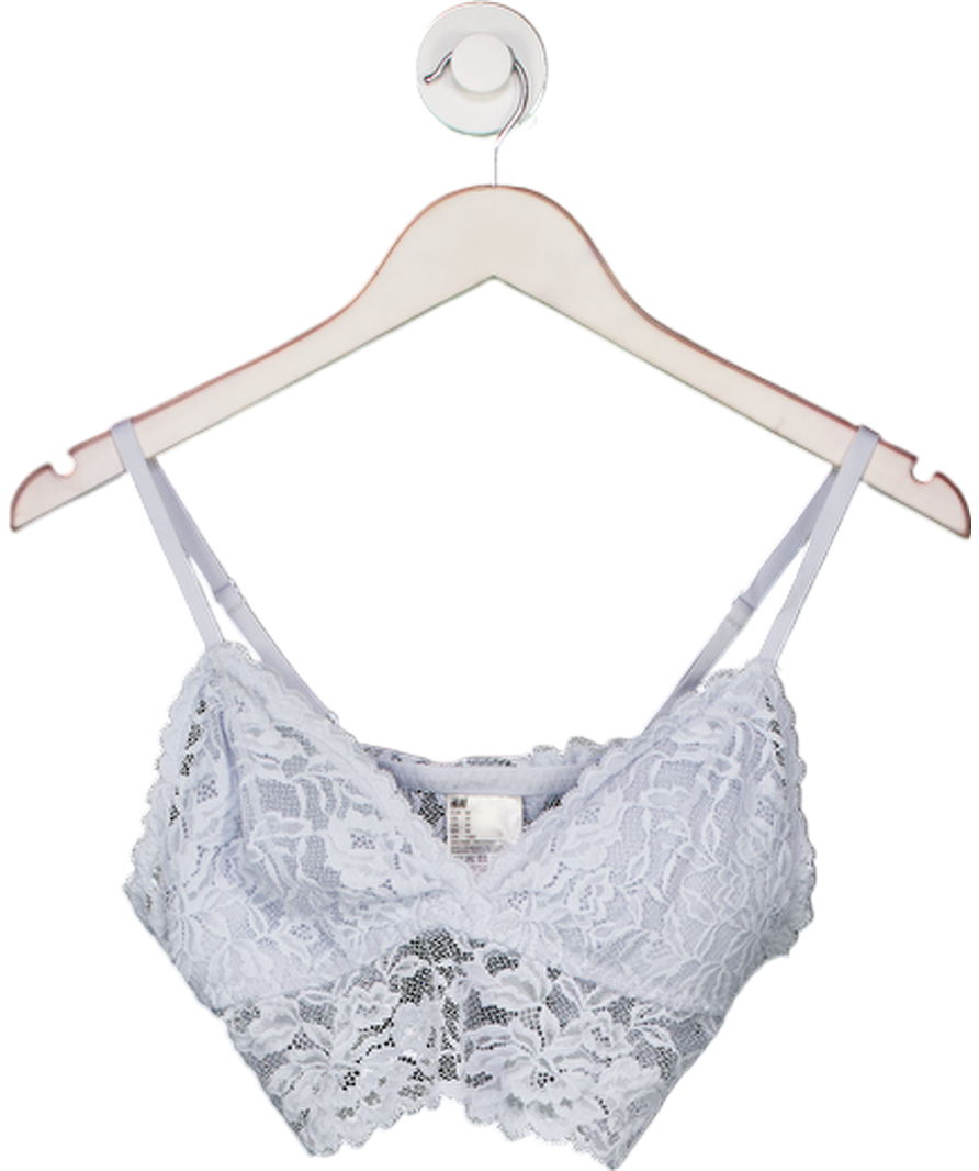 H&M Blue Microfibre And Lace Bralette UK M