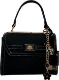 River Island Embossed Panel Mini Tote Bag In Black With Clover Charms With Crossbody Strap