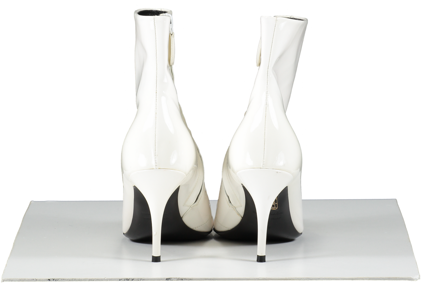 BALENCIAGA  Bb White Patent Leather Kitten Heel Ankle Boots UK 6 EU 39 👠