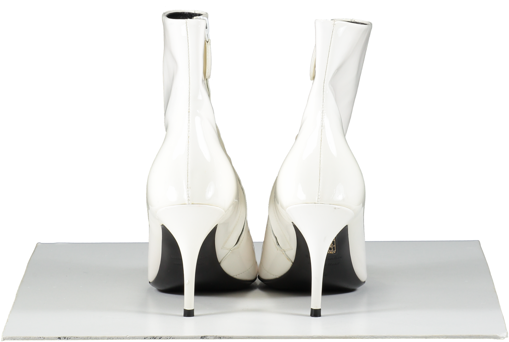 BALENCIAGA  Bb White Patent Leather Kitten Heel Ankle Boots UK 6 EU 39 👠