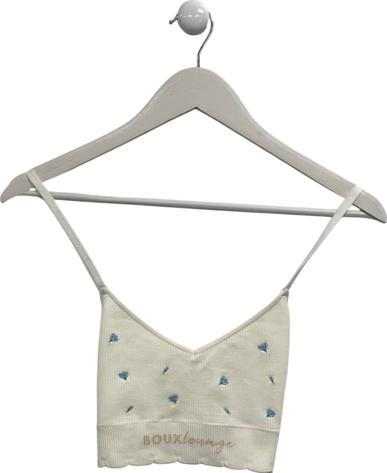 boux avenue Cream Floral Embroidered Seamless Crop Top UK L