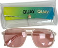 QUAY Pink Love Island On The Fly Aviator Sunglasses In Crystal One Size