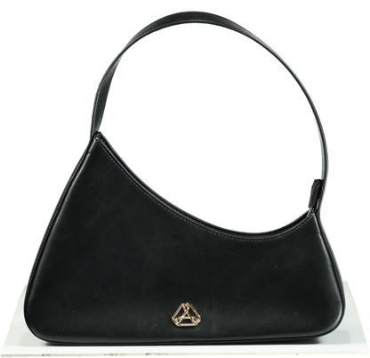 Aupen Black Leather Shoulder Bag