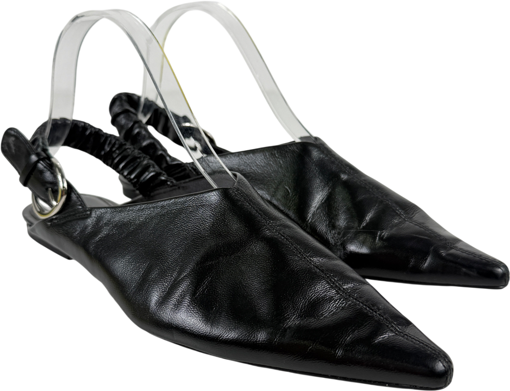 ZARA Black Pointed Buckle Flats UK 5 EU 38