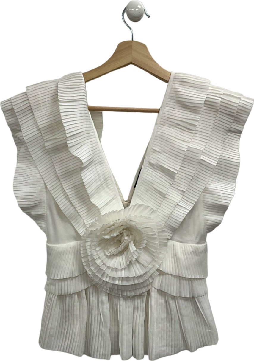 Karen Millen White Pleated VoileSleeveless Top UK 8