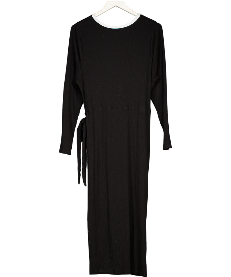 curvzy Black Ribbed Long Sleeve Split Hem UK XXXL