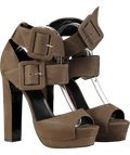 Pierre Hardy Brown Dark Taupe Double Buckle Heeled Sandals UK 8 EU 41 👠