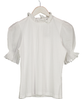 ME + EM White Puff Sleeve Frill Neck T-shirt UK 6