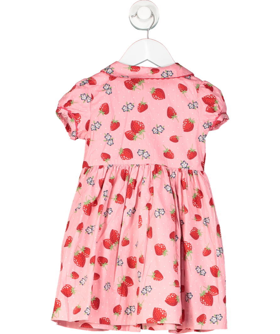 Rachel Riley Pink Floral And Strawberry Print Cotton Dress 3 Years