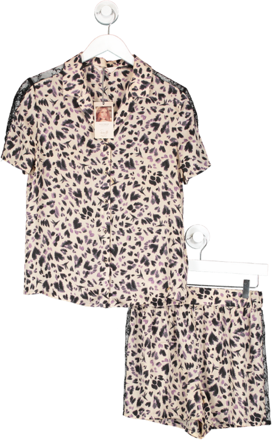 M&S Nude Leopard And Lace Nightwear Set UK 8