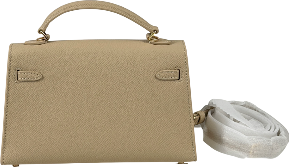 CHARLES & KEITH Beige Turn-lock Top Handle Bag With Crossbody Strap