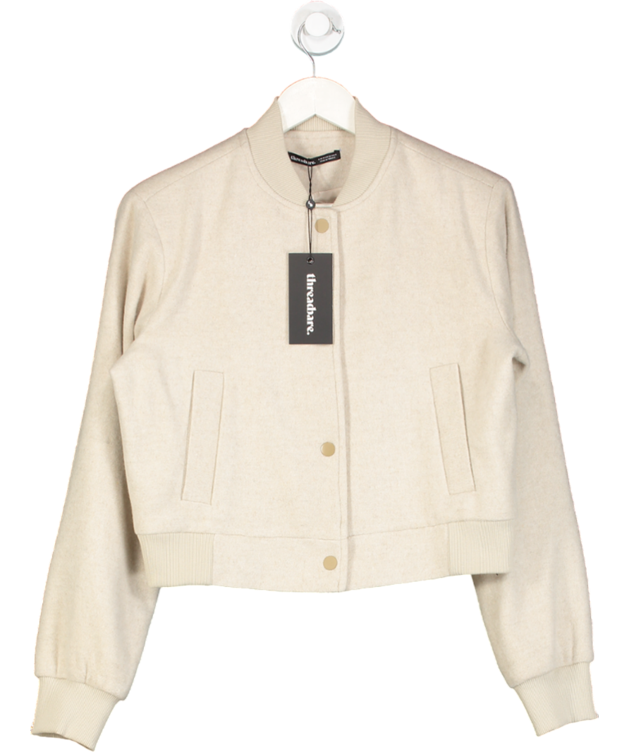 Threadbare Beige Phoebe Button Up Bomber UK 10