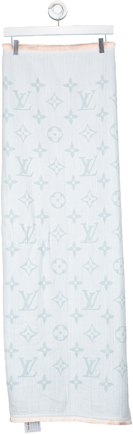 Louis Vuitton Pale Blue / Grey Lv Logo Cotton Fringed Scarf 100x100cm