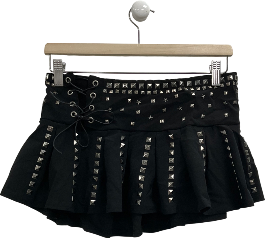 Jaded London Black Onyx Studded Pleated Skirt UK S